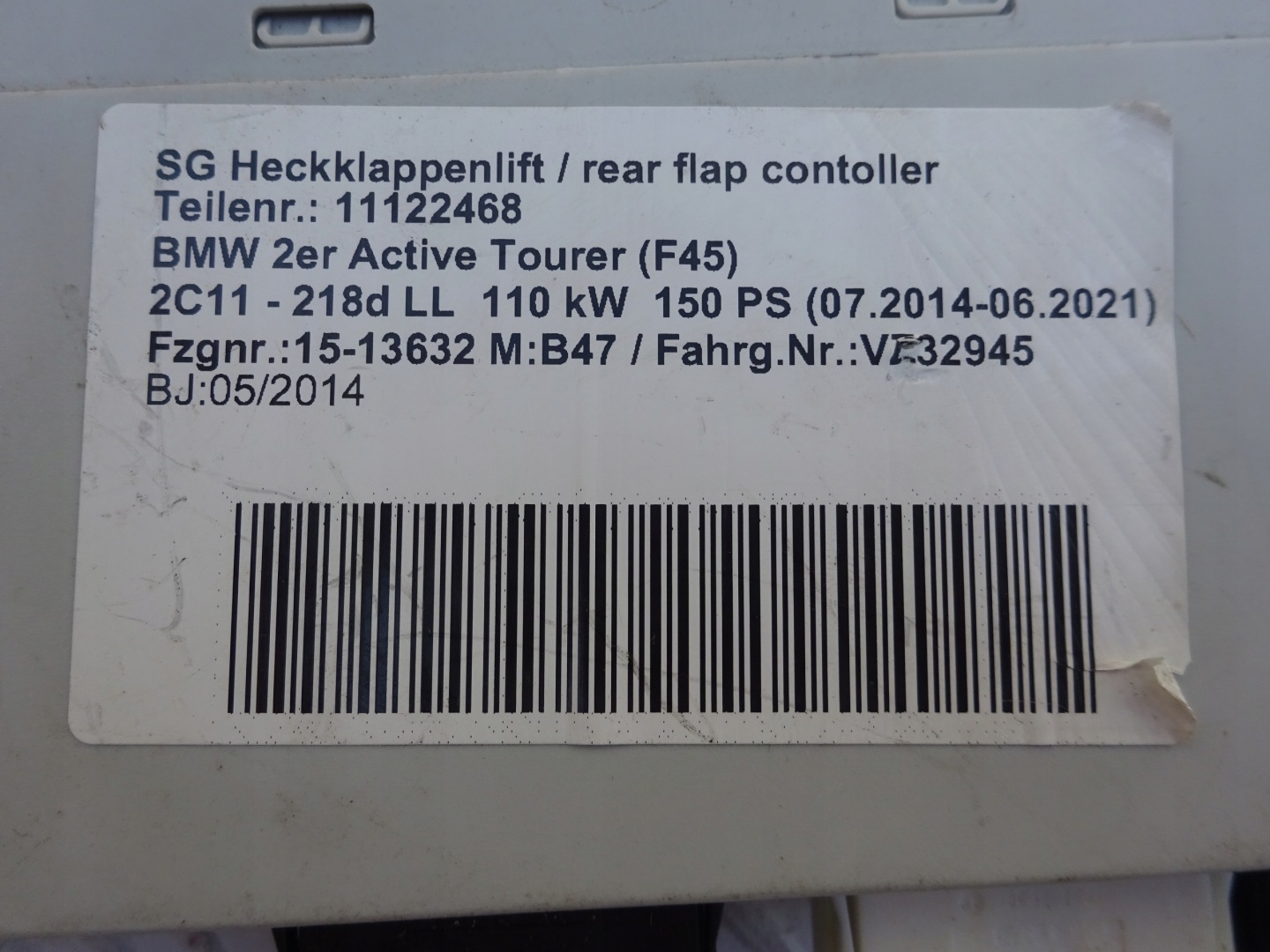 BMW 2 F45 modul elektrisch heckklappe heck