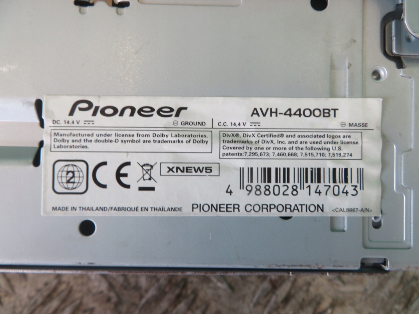 RADIO Navigation PIONEER AVH-4400BT