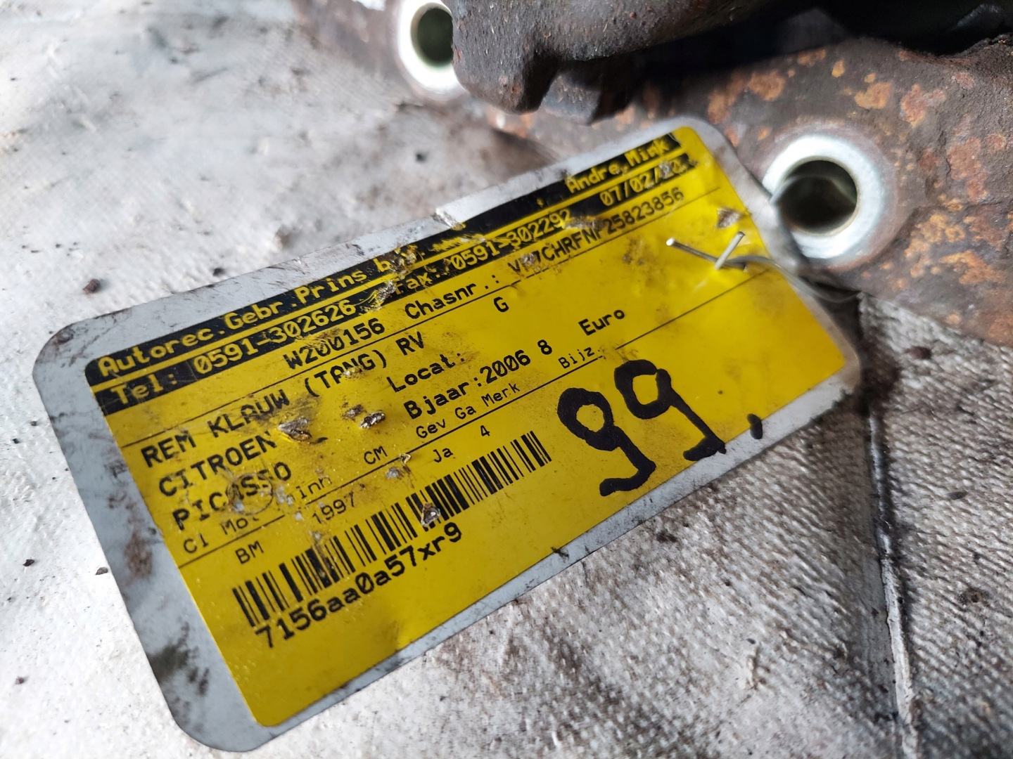 caliper CITROEN PICASSO 2006 R 2.0 B PP LUCAS 54,5729/3