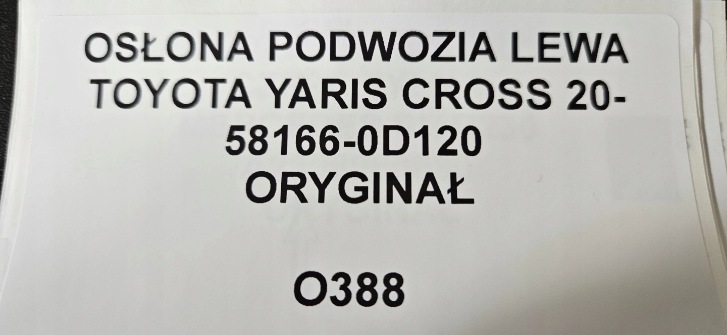 cover chassis left TOYOTA YARIS CROSS 2020- ORYG