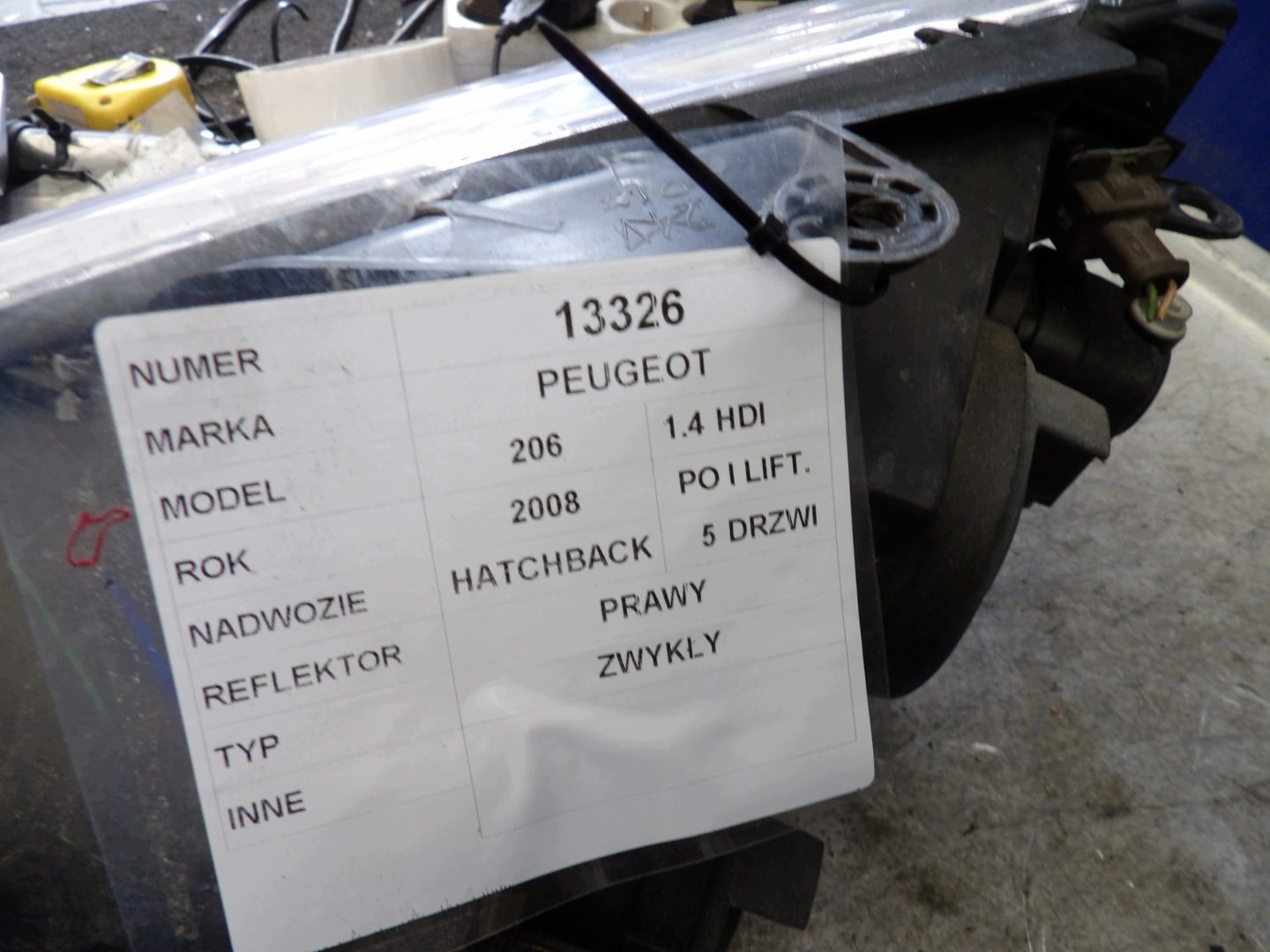 Peugeot 206 light front right lift