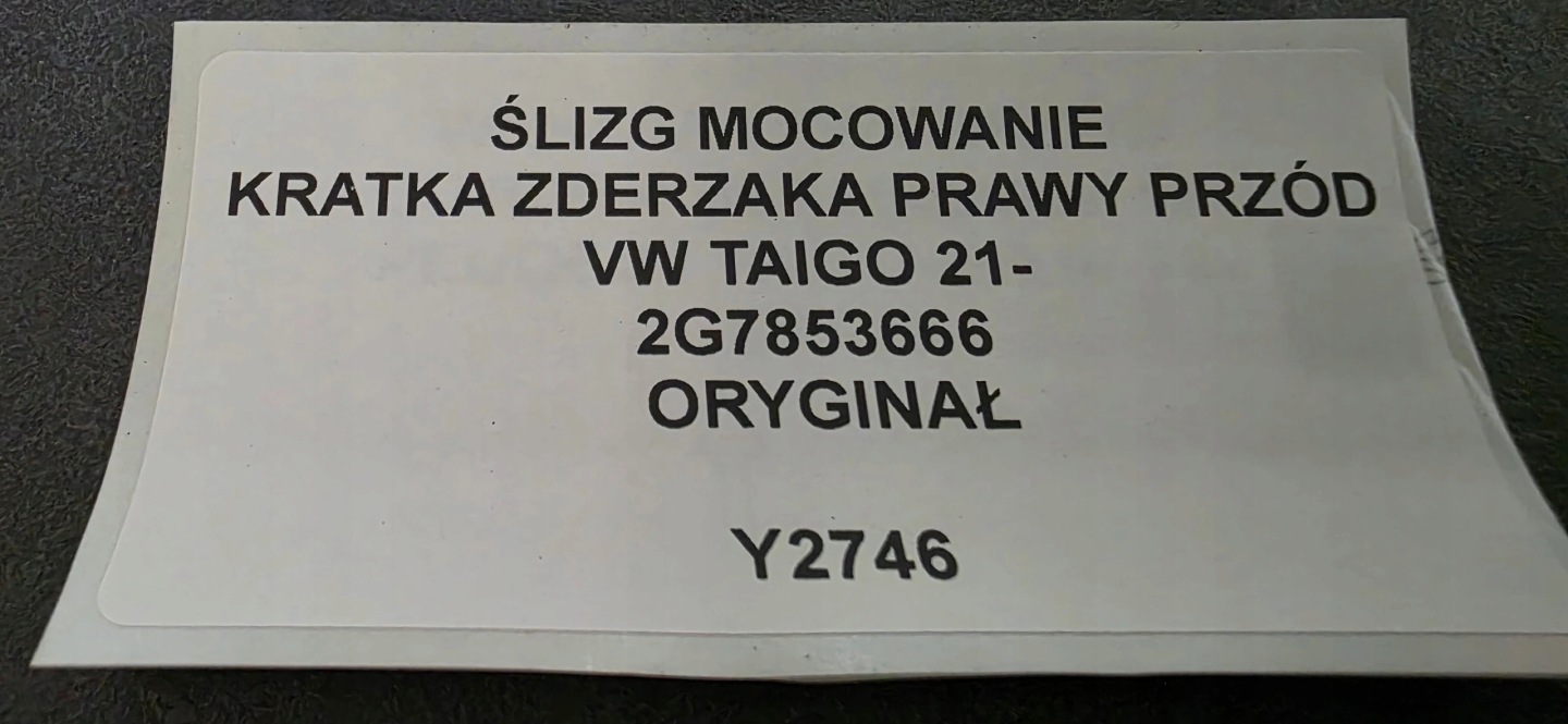 support grid of a bumper right front VW TAIGO 21- original 2G7853666