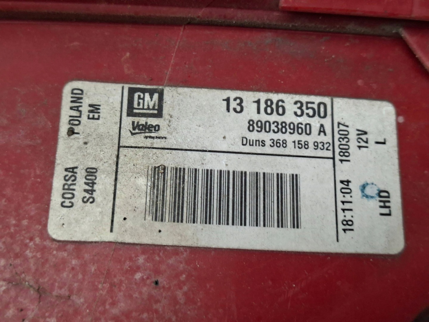light left rear part 13186350 OPEL CORSA D 3 door 2006