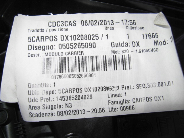 mechanism windows right rear part ALFA ROMEO GIULIETTA