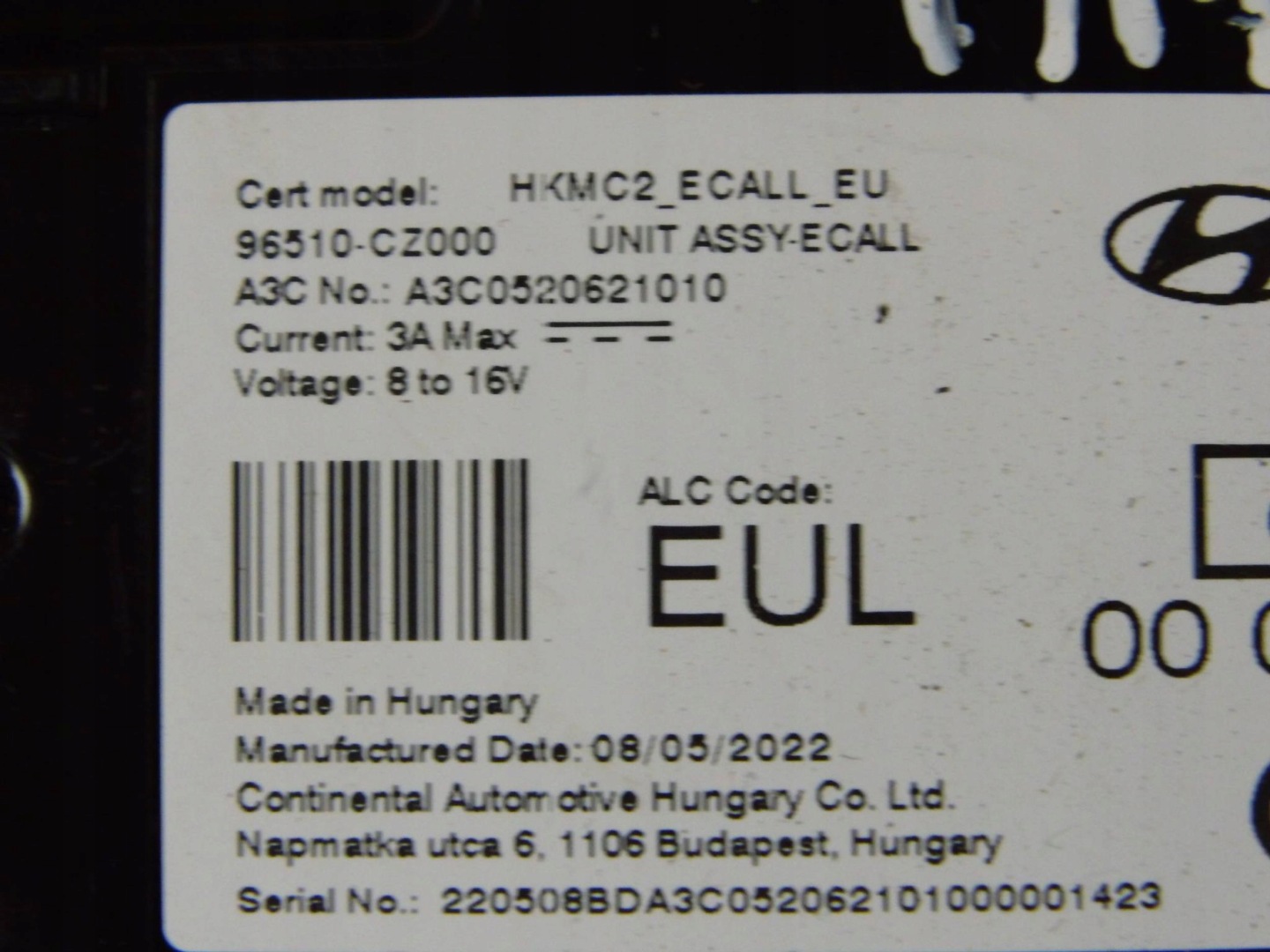 Hyundai Tucson IV NX4 module computer control unit ECALL 96510-CZ000