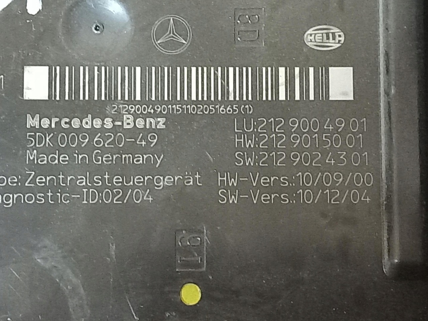control unit module SAM MERCEDES E-KLASA W212 2.2 CDI 2129004901