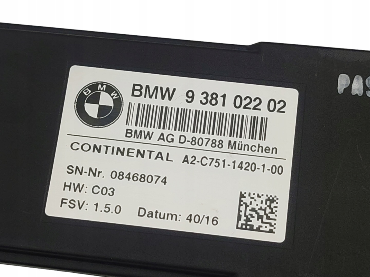 module control unit seat BMW 7 G11 G12 9381022
