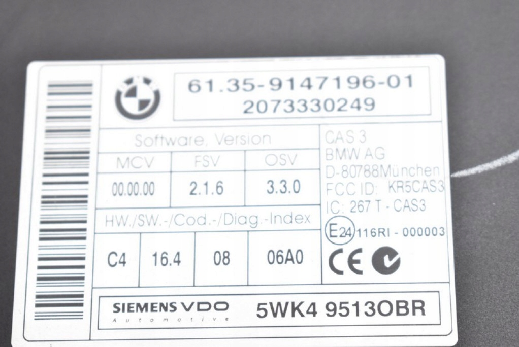 control unit 9147196-01 MINI COOPER ONE R56 1.6 16V 120 KM 06-15