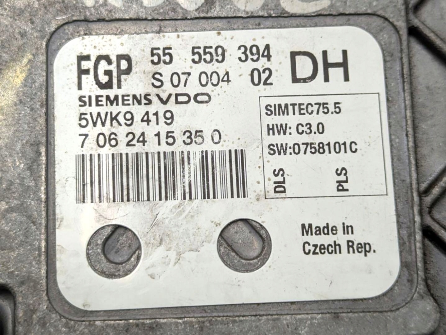 control unit of the engine Opel Astra H facelift 2007 55559394