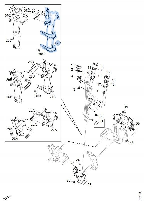 Console Support plaque SCANIA NGS R S P G 2556914 2297787 B-B