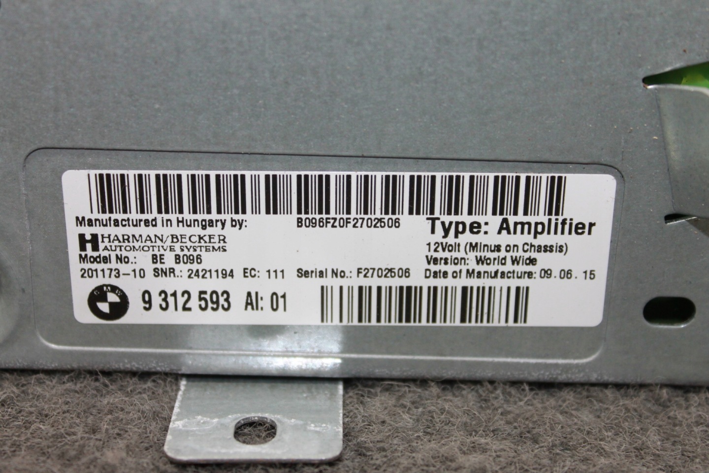 BMW F11 amplifier HI-FI AUDIO HARMAN BECKER - 9312593