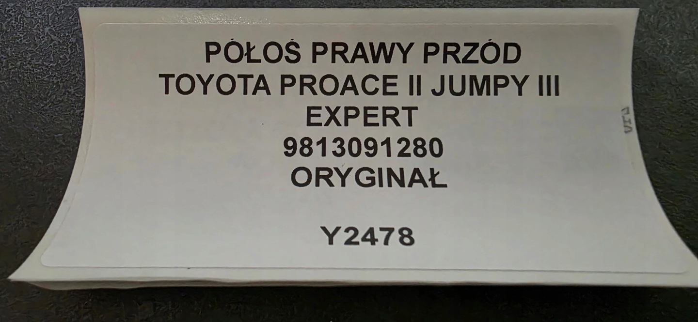 semi-axis right front TOYOTA PROACE II JUMPY III EXPERT original 9813091280