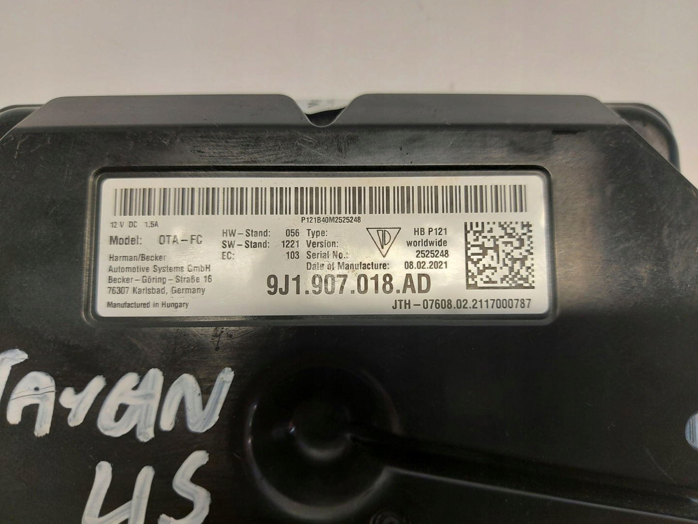 Porsche Taycan 4S 9J1 2021r module control unit ONLINE 9J1907018AD