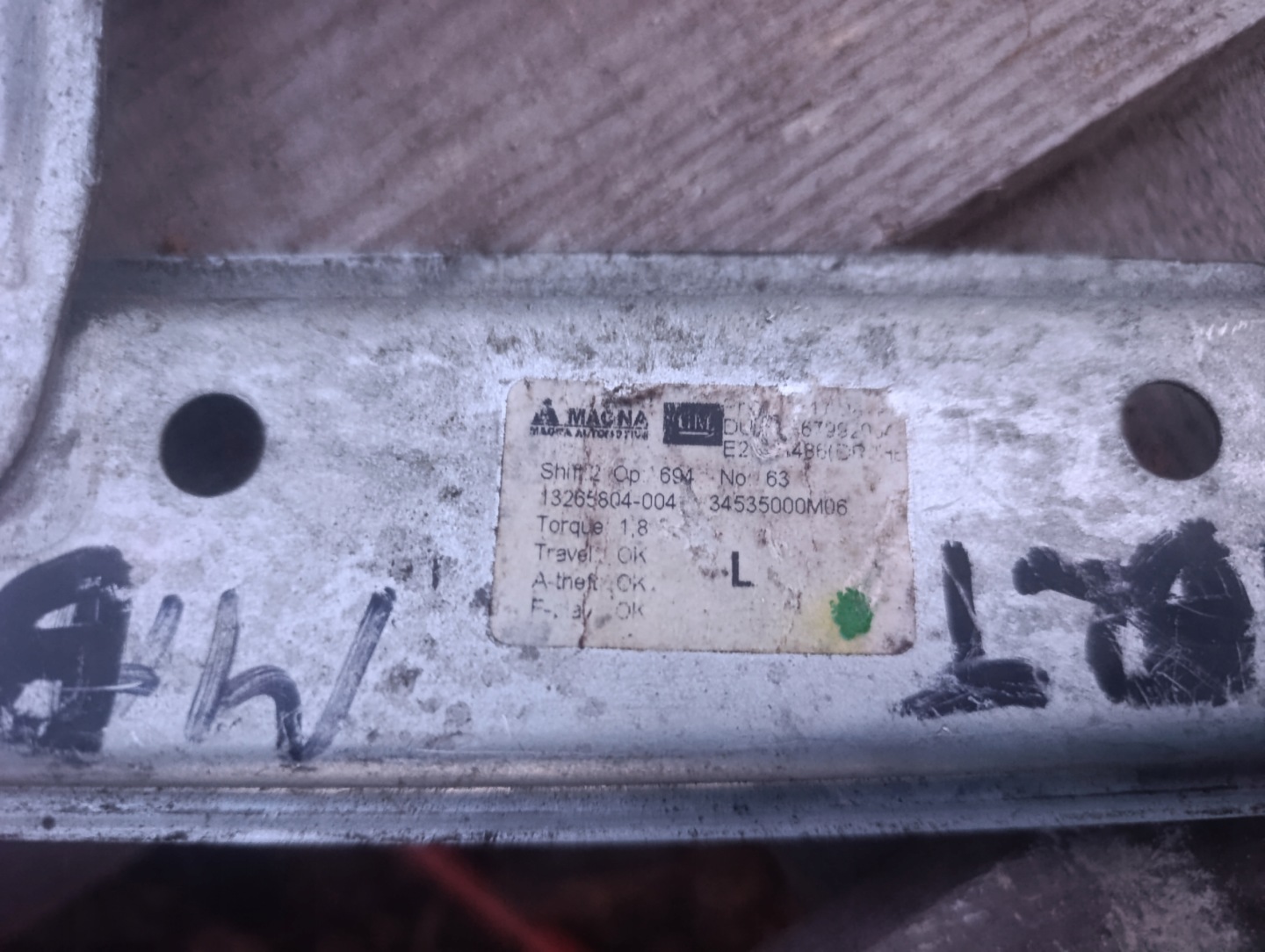mechanism window regulator left rear part left rear OPEL MERIVA B 13265804