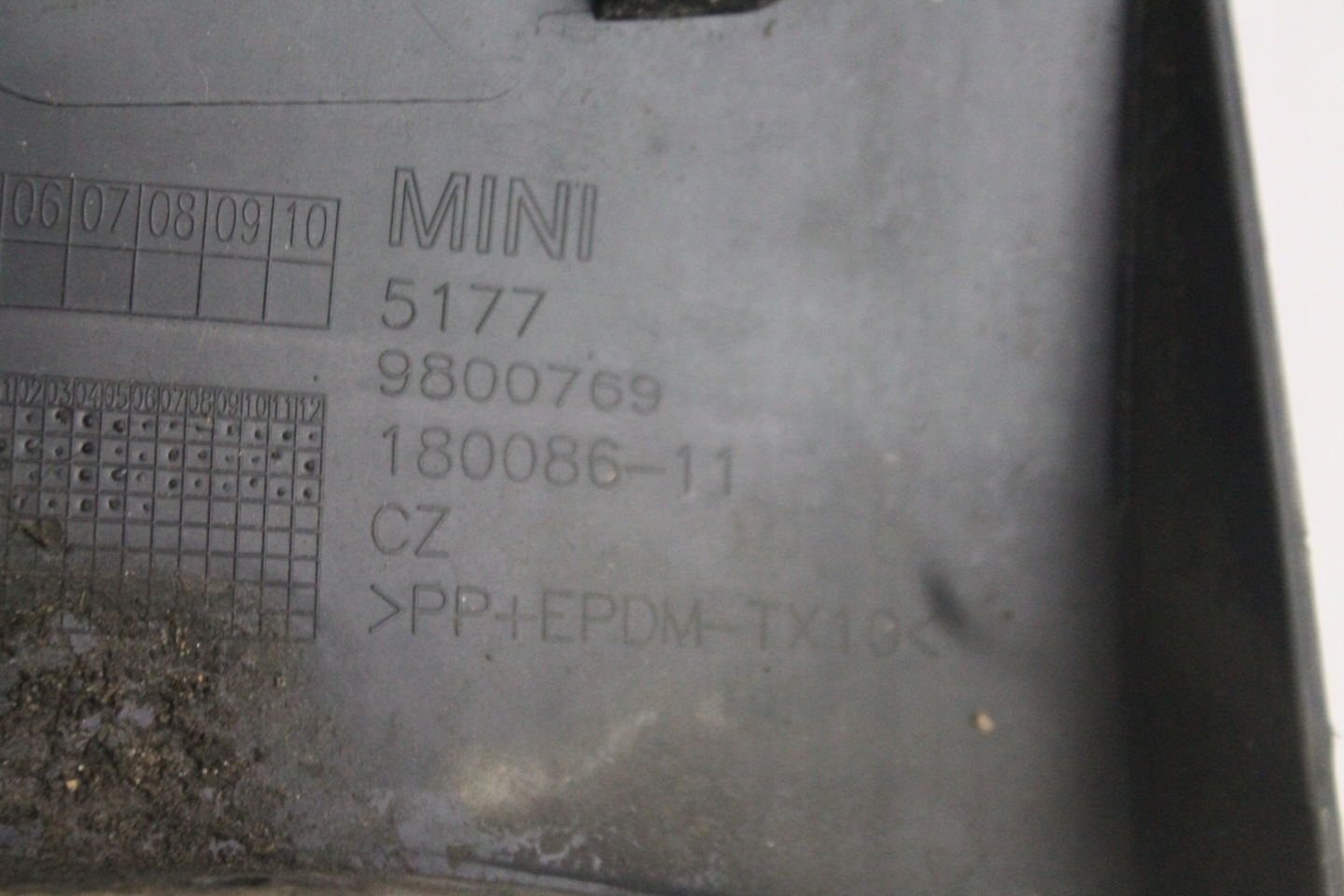 MODANATURA PARAFANGO SINISTRA POSTERIORE 9800769 MINI R60 10-17