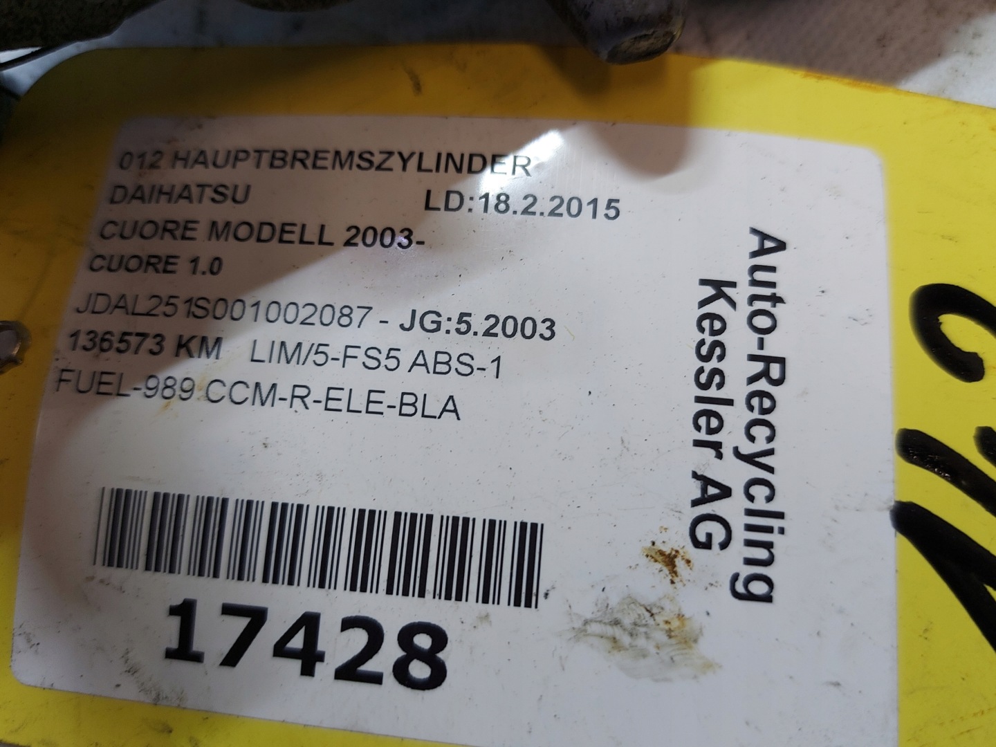 Servofreno DAIHATSU CUORE 1.0 B 2003R AISIN09A