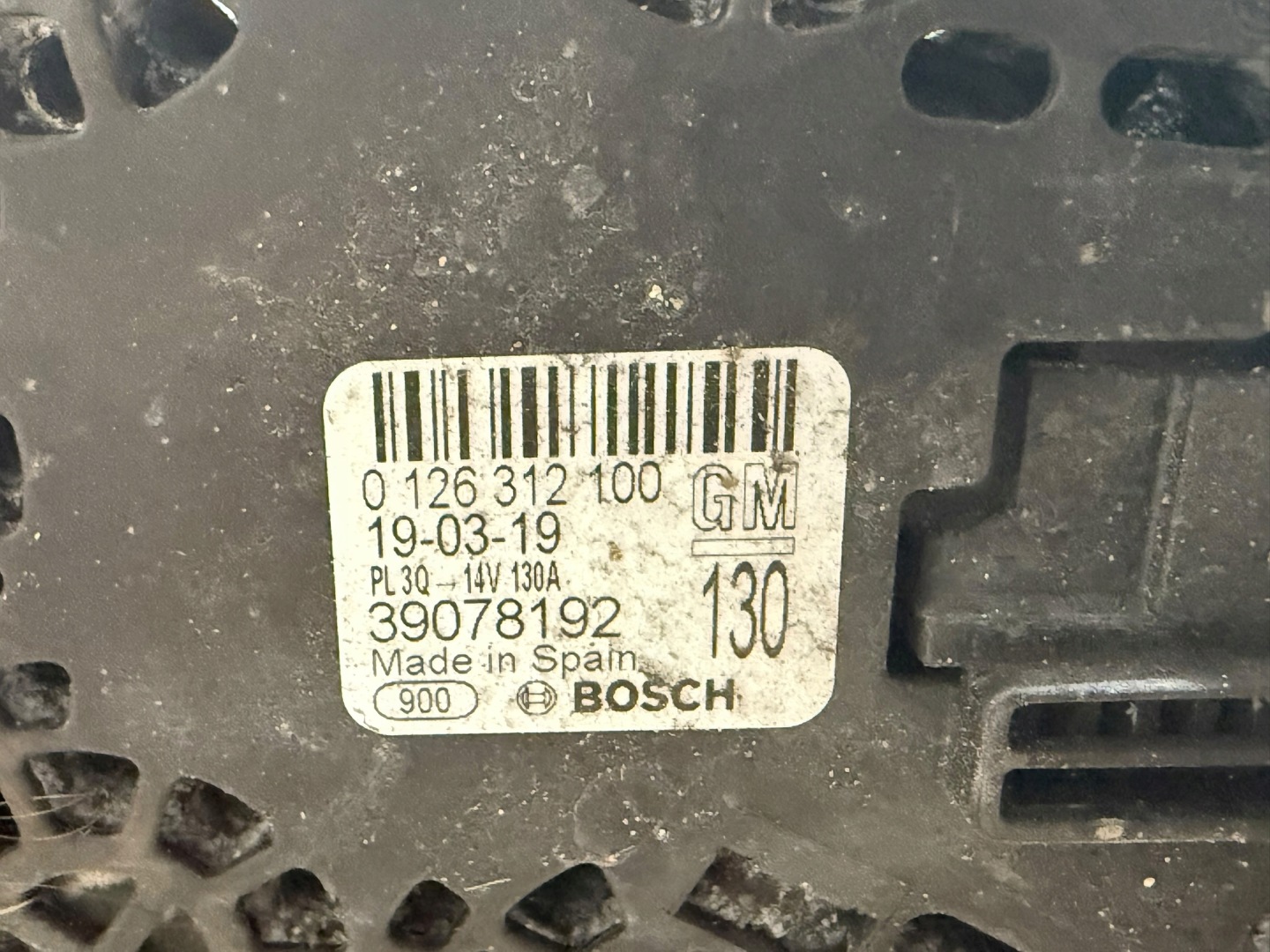 alternator complete 130A 39078192 BOSCH OPEL ASTRA K V 1.0 TURBO