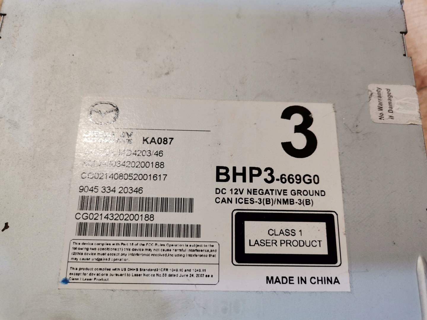 CD player CD BHP3-669G0 MAZDA 3 BM 13-16 SKYACTIV