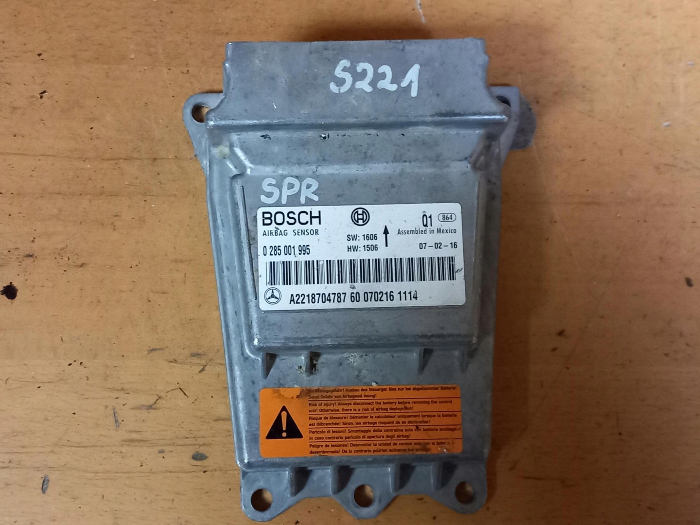 module control unit airbag MERCEDES S-KLASA W221 A2218704787 05-13