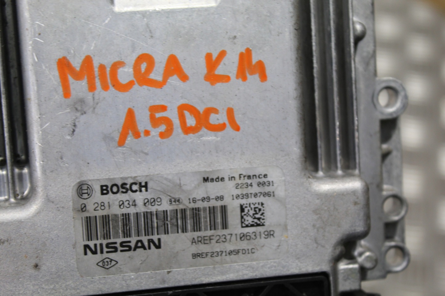 control unit of the engine NISSAN MICRA V 5 K14 0281034009