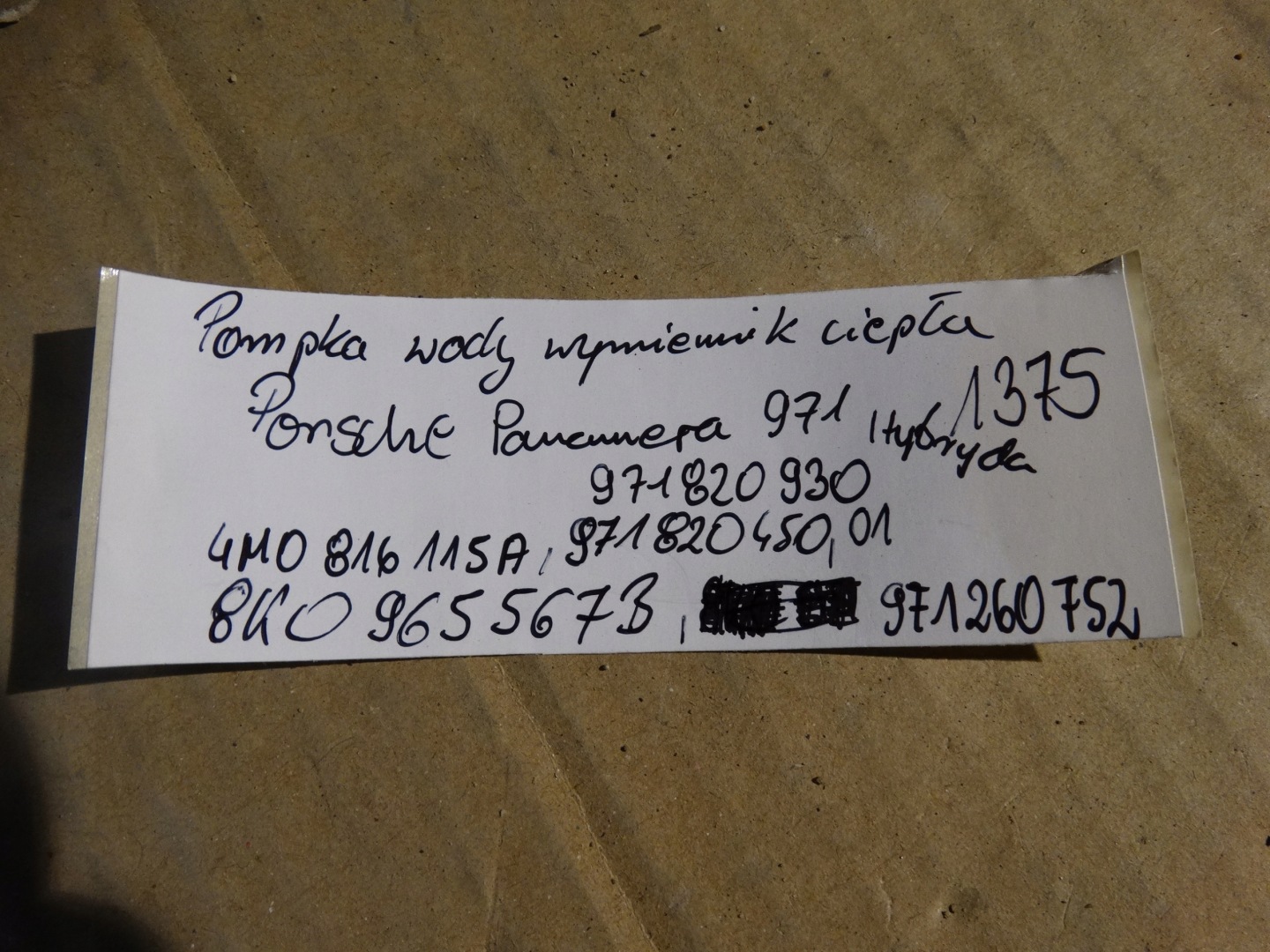 POMPA D’ACQUA WYMIENNIK CIEPLA PANAMERA 971 1