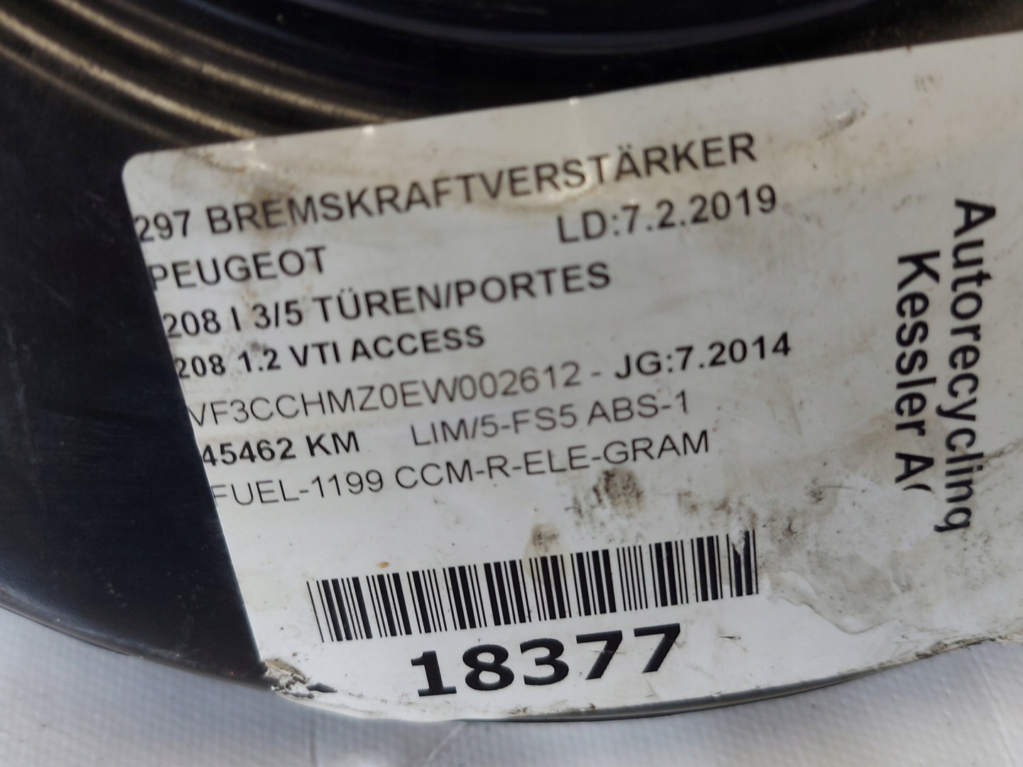 servo Pompa PEUGEOT 208 9805058180 1.2 VTI
