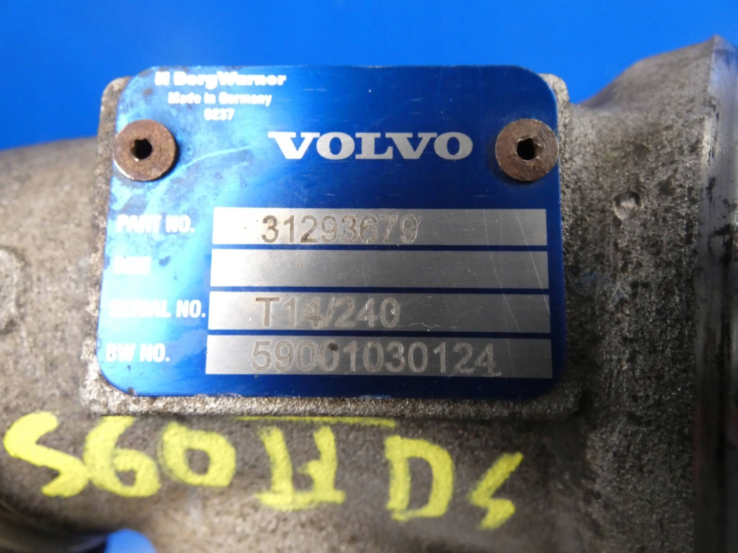 VOLVO S60 II V60 XC60 XC90 V90 2.0 D4 Sensor turbo Turbolader