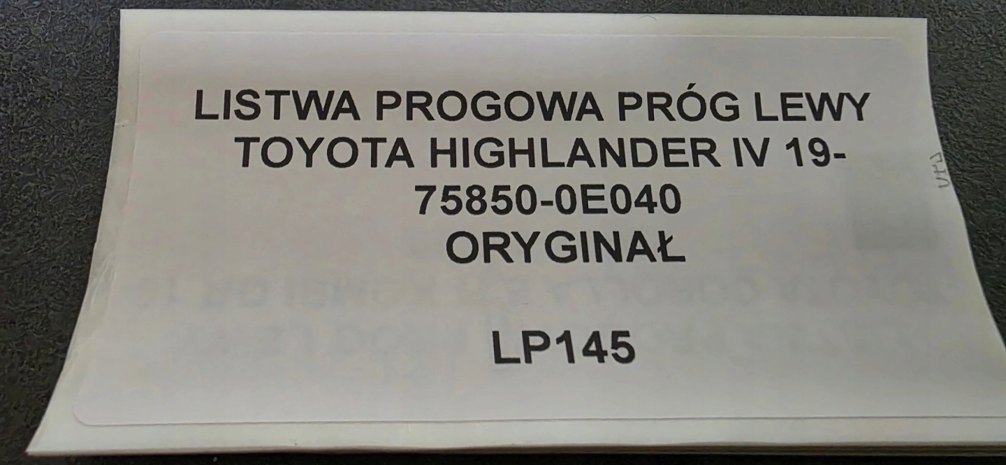 moulding threshold threshold left TOYOTA HIGHLANDER IV 19- original 75850-0E040
