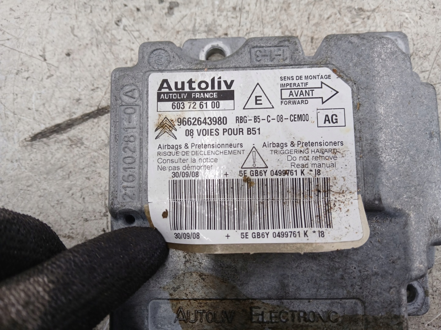 CITROEN C4 e SENSOR sensore airbag 9662643980
