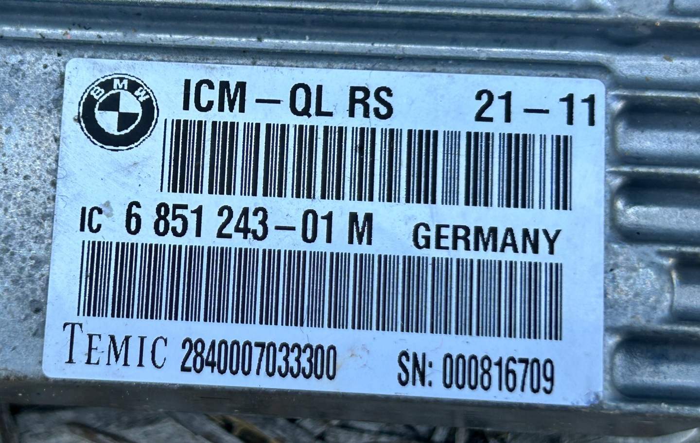 module control unit ICM BMW 5 GT GRAN TURISMO F07 6851243