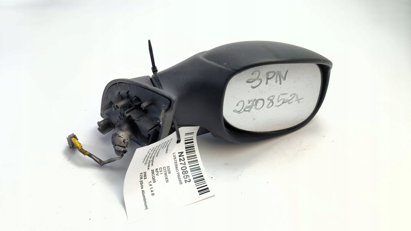 mirror right EU black, CITROEN C3 and 3 PIN