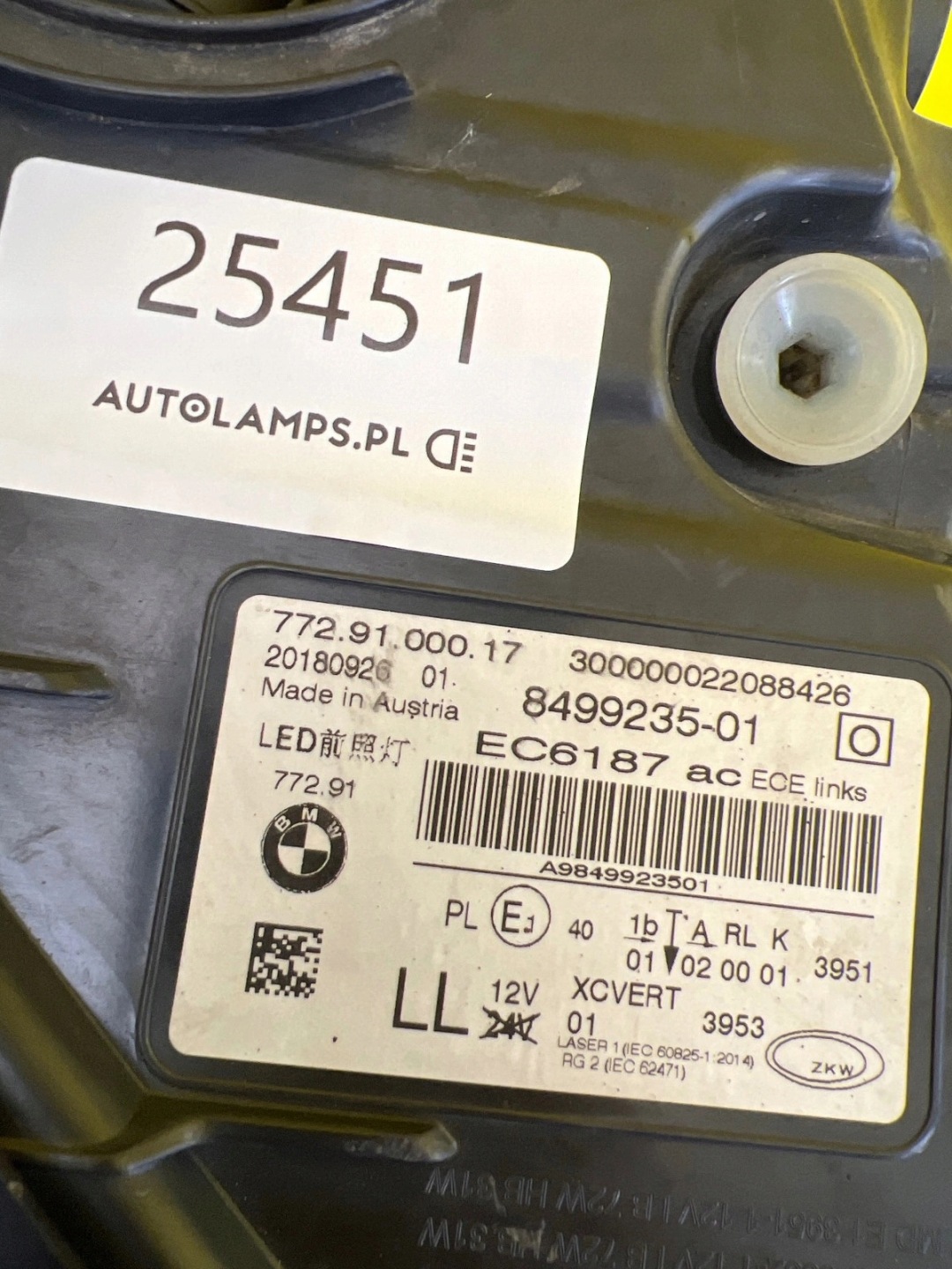 light left BMW 7 G11 Laser 15-18 8499235-01