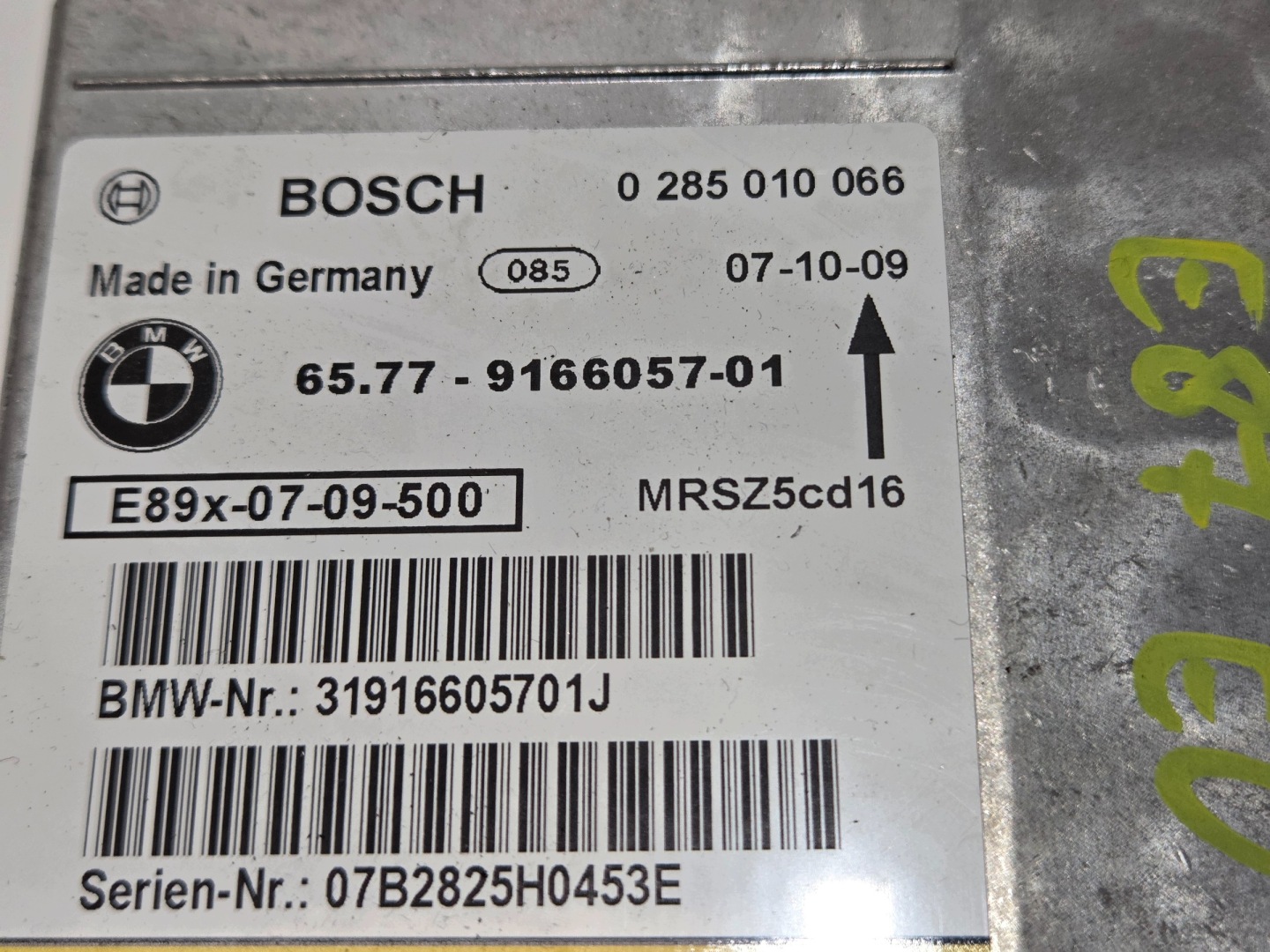 modul airbagů AIR BAG BMW E87 OE 9166057