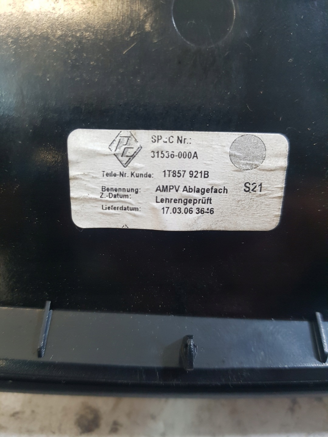 passenger compartment upper VOLKSWAGEN TOURAN 1 1T857921B