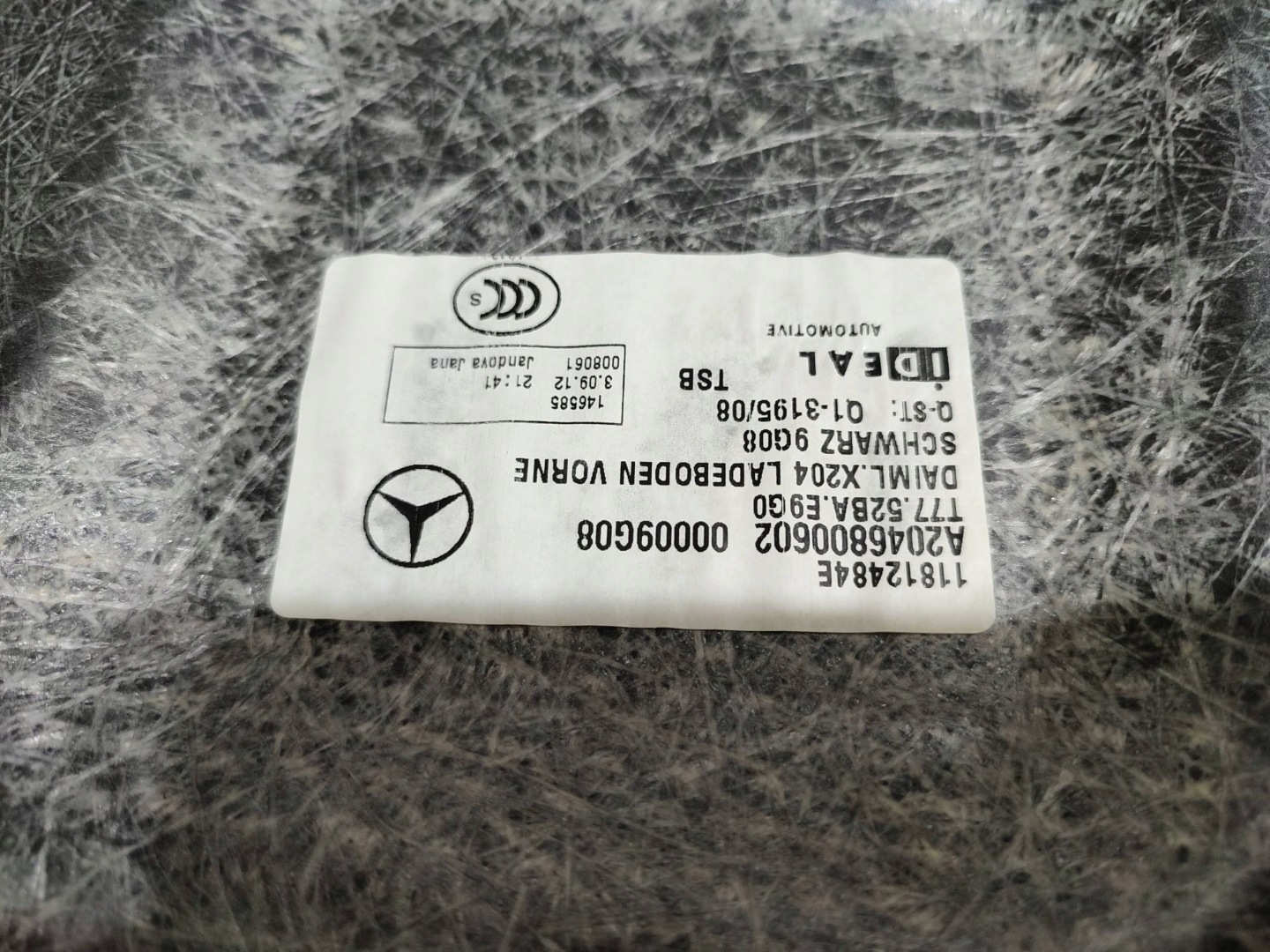 Mercedes-Benz GLK (X204) 2013 mats boot
