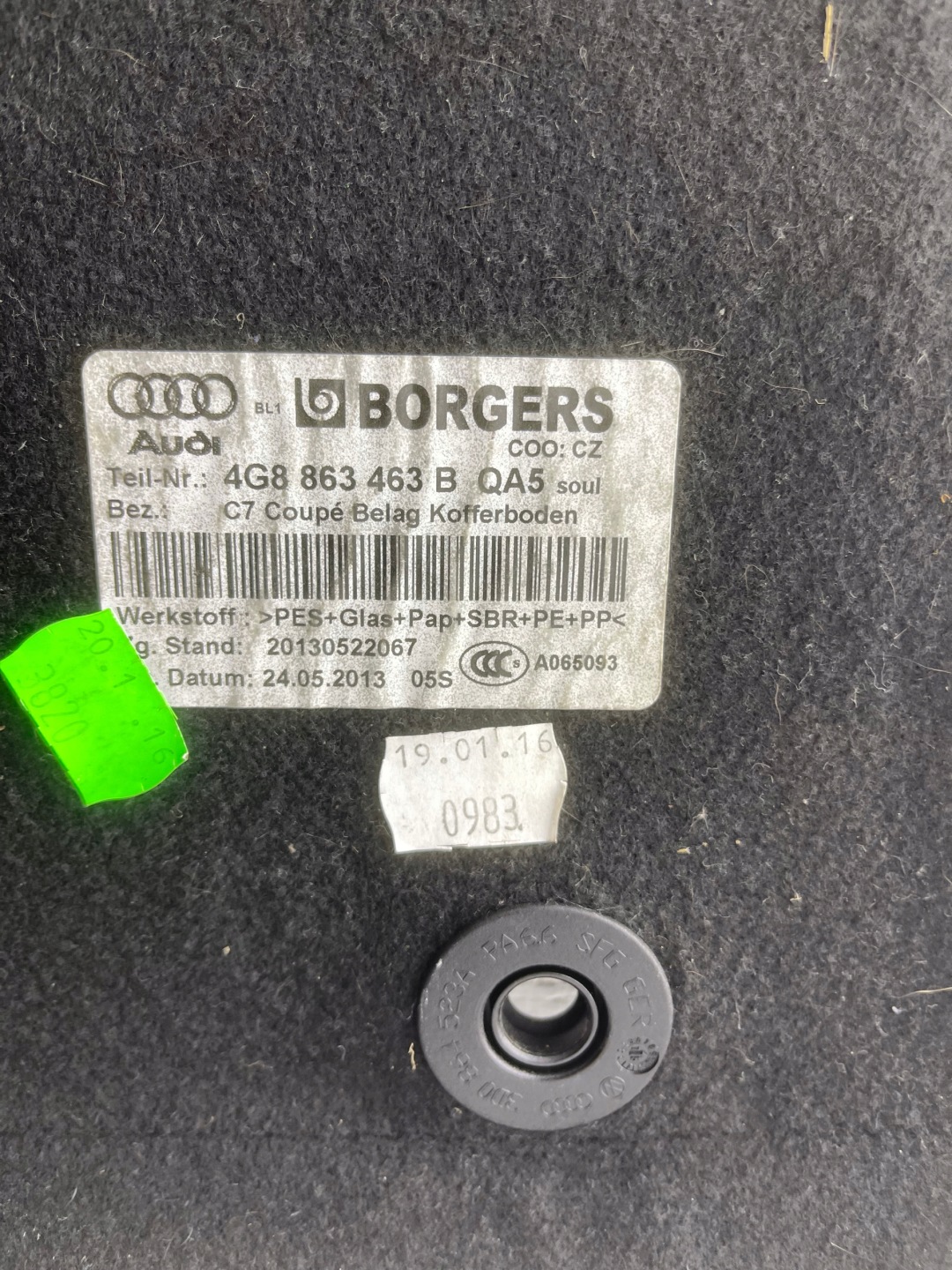 AUDI A7 C7 cover PODGLOGA mats boot original 4G8863463B