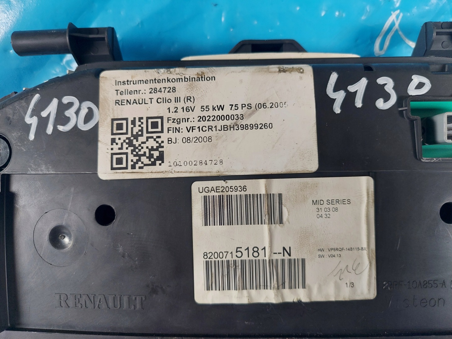 dials clock CLIO III 1.2 16V 8200715181N