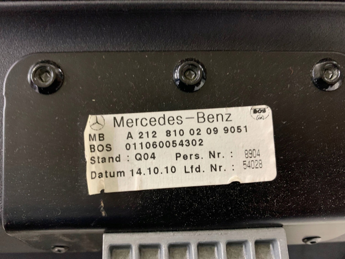 blinds boot A2128100209 MERCEDES E-KLASA W212 (2009-2012) KOMBI