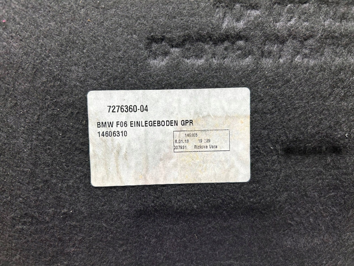 mats boot BMW 6 F06 Gran coupe 2013 7276360