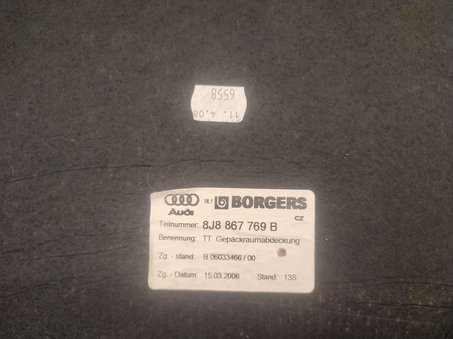 plato boot rear part rear AUDI TT 8J COUPE 8J8867769B