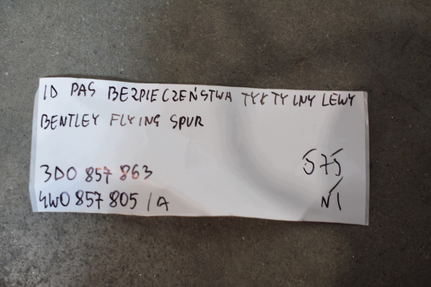 IDEALNY Gurten Sicherheits heck hinten links BENTLEY FLYING SPUR 1