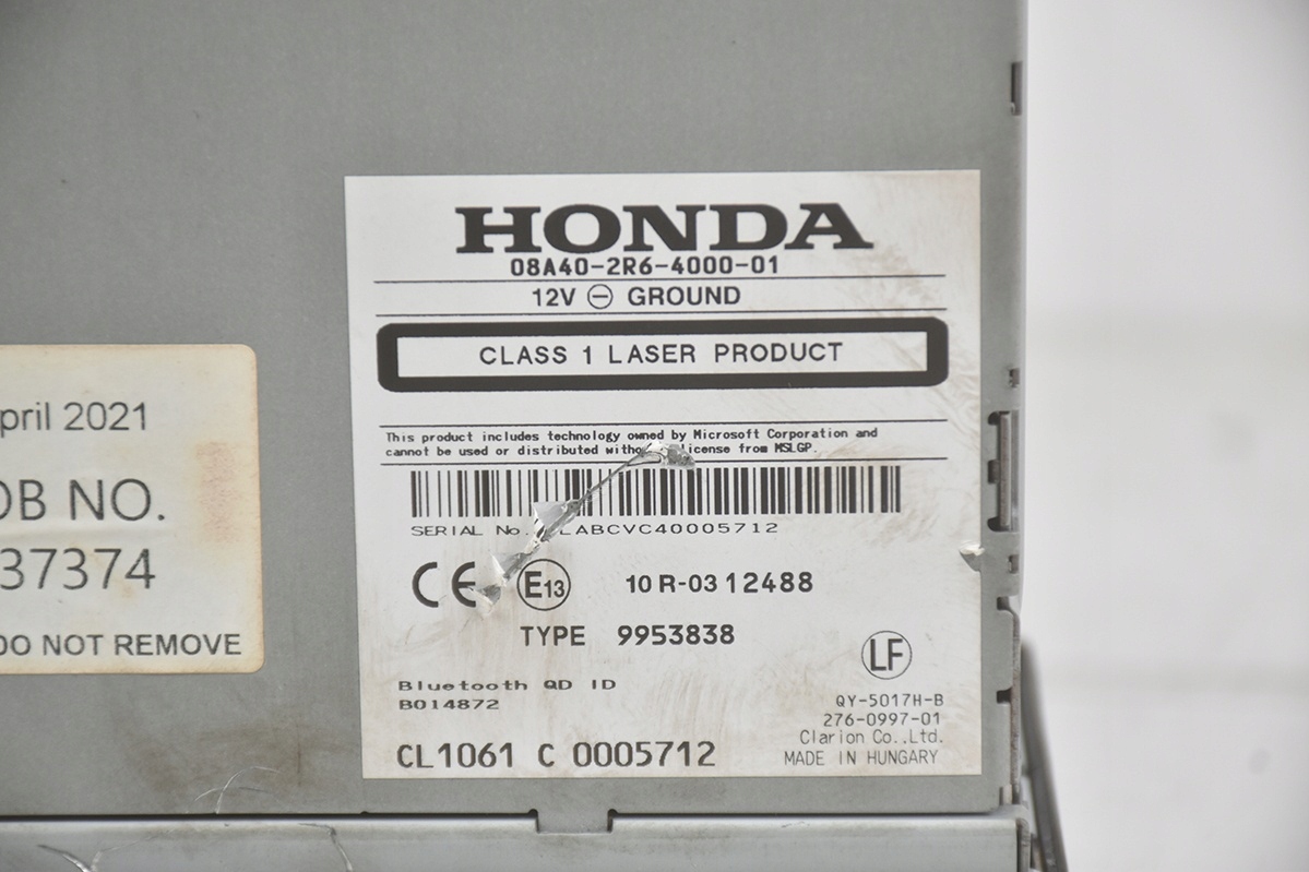 RADIO * Navigation HONDA CIVIC IX 08A40-2R6-4000-01