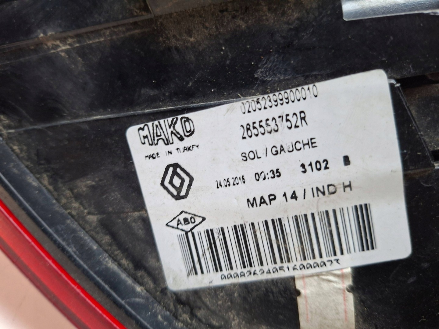 light rear left 265553752R RENAULT CLIO IV HB LIFT 2016