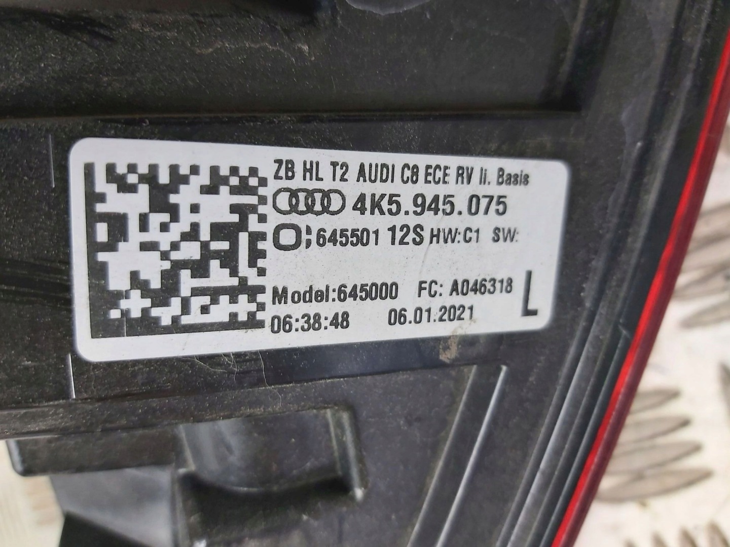 light left rear LED AUDI A6 sedan C8 2018R->