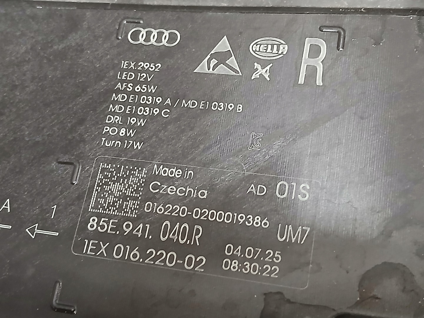 light front right AUDI A6 85E E-TRON E TRON FULL LED 85E941040R