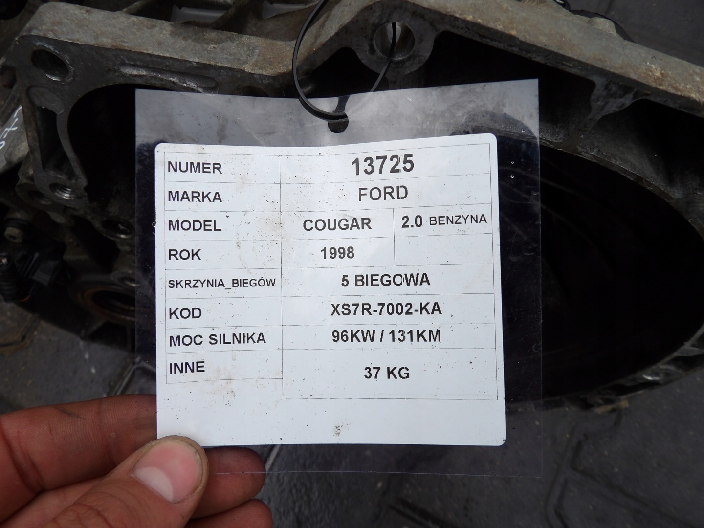 Ford Cougar 2,0B 96KW 131KM CAMBIO XS7R-7002-KA