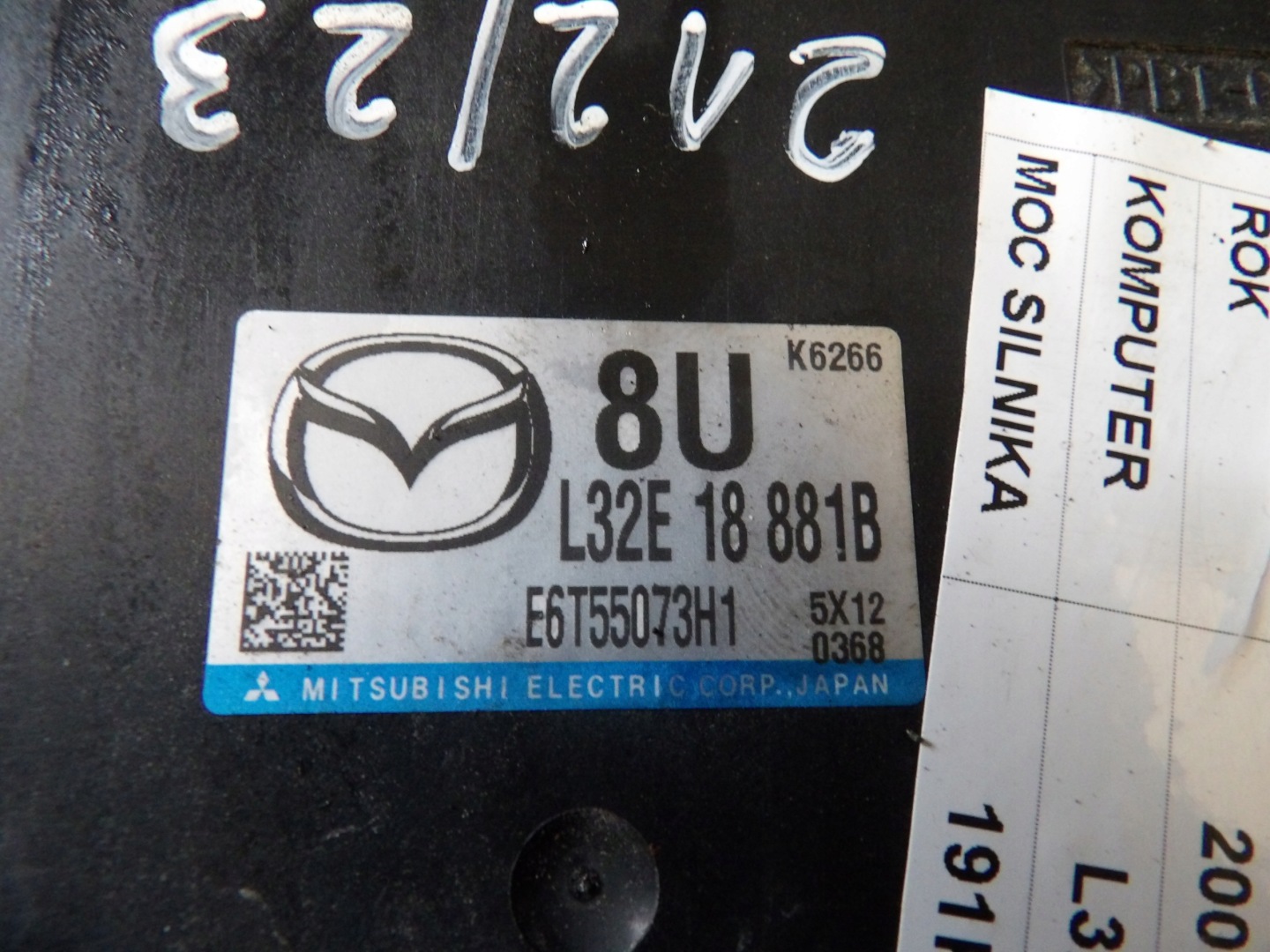 COMPUTER MAZDA 3 E LIFT 2.3B E6T55073H1 8U L32E18881B K6266 5X120368