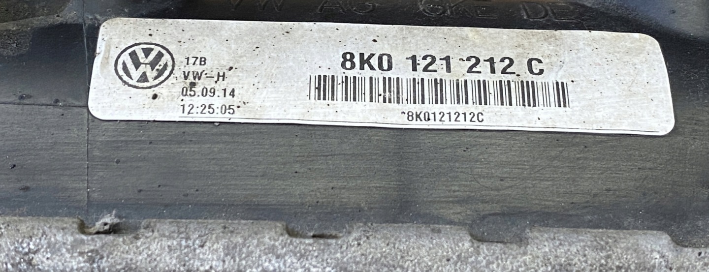 AUDI A8 RS3 RS4 RS5 RS6 RS7 TTRS supplementary water cooler 8K0121212C