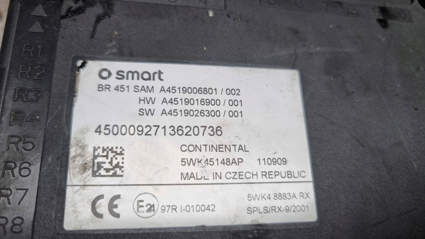 Unité commande confort SAM BSI A4519006801 5WK45148AP SMART FORTWO 451