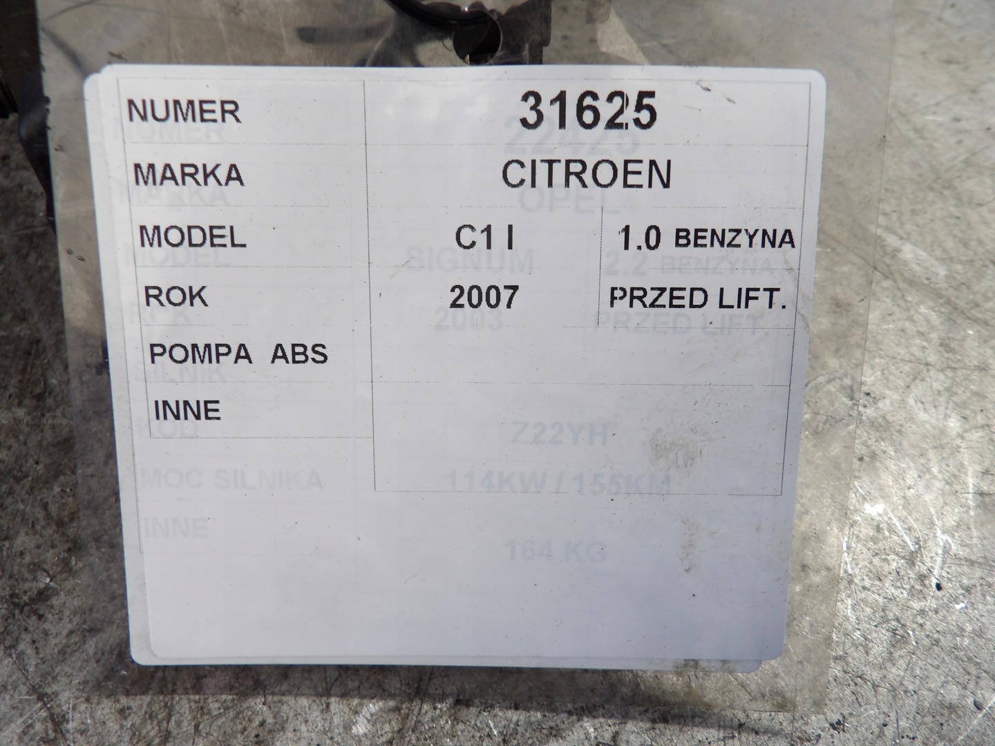 Citroen C1 e Pompa ABS 0265231579